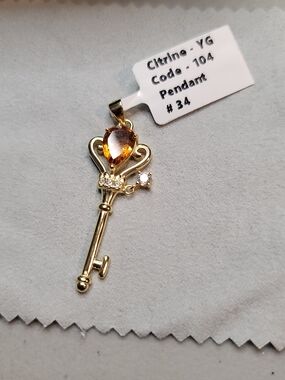 NWT Citrine & Gold Vermeil Key Pendant - Sailor Moon Inspired